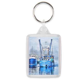 sleutelhanger kotter N 86  - Heldere fotoprint op glas - souvenirs from the sea - souvenirs Nieuwpoort - vissersboot