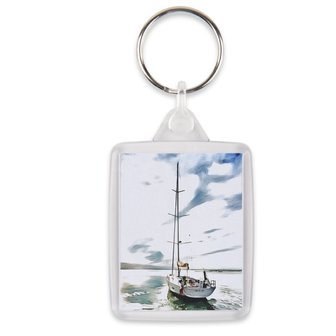 Transparante sleutelhanger in plexiglas! - zeilboot