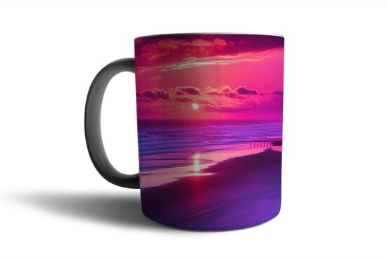 tazze - bellissimo tramonto - tazza da caffè - bustina di tè - bustina di caffè - latte al cioccolato - souvenir marittimi - regalo fotografico