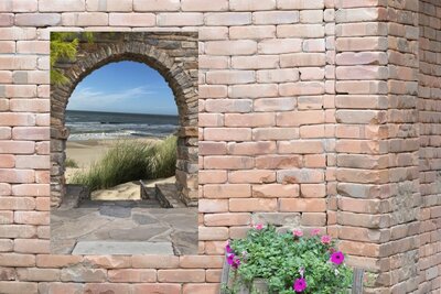 tuinposter met een prachtig duinlandschap - souvenirs from the sea - souvenirs vakantie aan zee - souvenirs maritiem