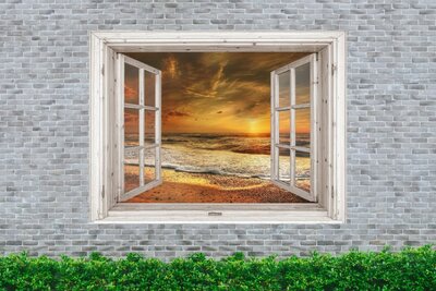 garden poster - beautiful sunset at sea - Garden cloth - Garden decoration - Outdoor wall decoration - Garden painting - souvenirs from thesea