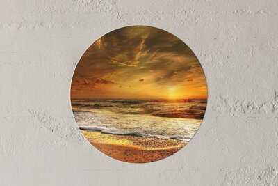 círculo de pared con una puesta de sol en el mar - aspecto moderno - decoración de pared - decoración de pared - recuerdos del mar - regalo fot