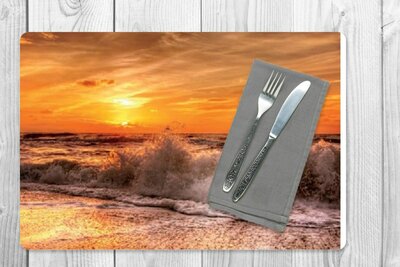 Placemat - Placemats kunststof - Zonsondergang - Strand - Zee - Zomer - DIN A3  - souvenirs from the sea - Afneembaar - tafelaccessoires