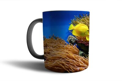mokken zeeleven - koraalriffen met gele vissen - mokken - dieren - natuur - koffiemok - theemok - warme dranken - chocolademelk - 325 ml - souv