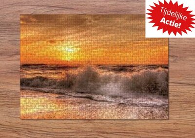 puzzel - 500 stukjes - Zonsondergang boven  zee - souvenirs from the sea  - fotocadeau - legpuzzel - fotopuzzels - doos met bedrukte slee