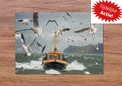 Puzzle - Meer - Möwen - Boot - 500 Teile - Natur - maritime Souvenirs - Mitbringsel aus dem Meer - Fotogeschenk - Puzzle - Fotopuzzle