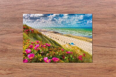 puzzle - flowers - dunes - beach - sea - photo puzzle - Puzzle Sea - Jigsaw puzzle - Puzzle 500 pieces Brand: Souvenirs from the sea