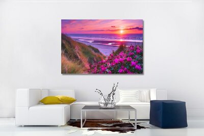 Leinwand - Sonnenuntergang am Meer - Foto auf Leinwand Gemälde (Wanddekoration auf Leinwand) - Souvenirs aus dem Meer - Fotogeschenk - Wanddeko