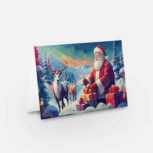 Christmas cards Santa Claus - reindeer - Christmas landscape - Christmas gift - with envelopes - DIN A6