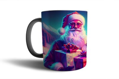 Taza navideña festiva con diseño de Papá Noel - 350 ml - Regalo de Navidad - Cena de Navidad - Taza de Navidad - Vajilla de Navidad - Desayuno 