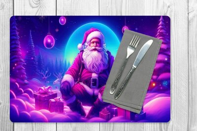 Weihnachten – Festliches Weihnachts-Tischset mit lebendigem Farbdesign – Weihnachtsessen – Weihnachtstisch-Accessoires – Tischsets –