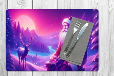 Kerst placemats - kerstman  met een rendier - Perfect voor een gezellig kerstdiner! - Kerstdiner - Kerst tafelaccessoires - Kerstcadeau - Kerst