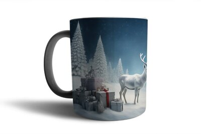 Kerstmok - Koffiemok - Kerst -  prachtig winterlandschap met besneeuwde bomen - rendier -  350 ML - Theemok - Kerstcadeau - fotocadeau - Kerstb