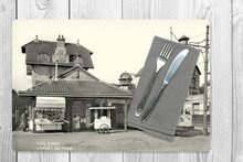 De Haan - tovagliette di plastica - stazione del tram con foto storica - A3 (420 x 297 mm) - accessori da cucina - souvenir De Haan