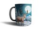 Mug de Noël - mugs - Père Noël, un renne et des cadeaux dans un paysage enneigé - Noël - Cadeau de Noël - Cadeau photo de Noël - tasse à café -_